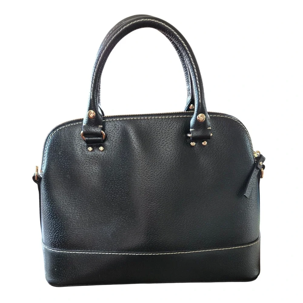 Kate Spade Classic Chic Rachelle Wellesley Black Pebbled Leather Dome Satchel